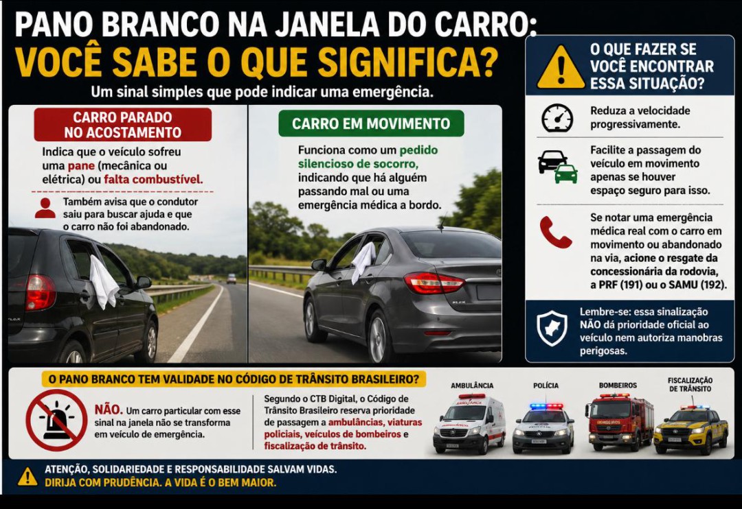 PANO BRANCO NA JANELA DO CARRO: VOCÊ SABE O QUE SIGNIFICA?
