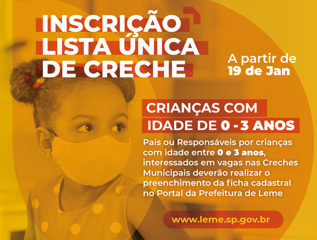 Inscrições Lista Única de Creche 2023