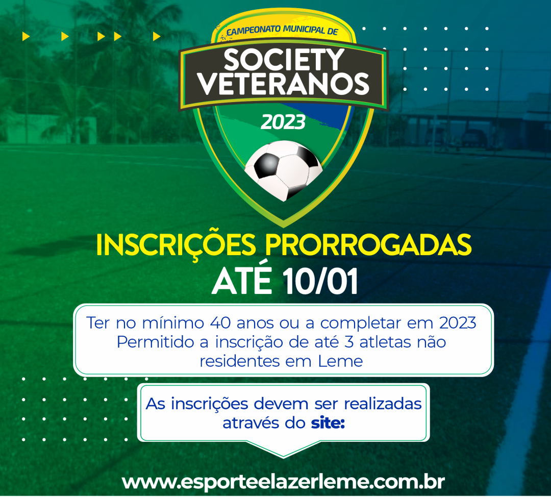 Inscrição Futebol Society Veteranos