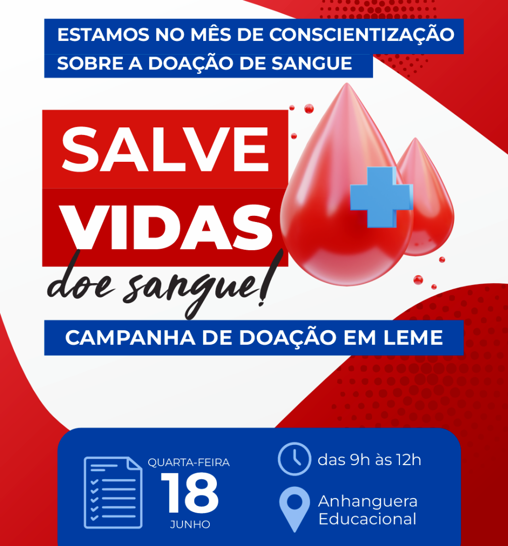 JUNHO VERMELHO – MÊS DE CONSCIENTIZAÇÃO PARA DOAÇÃO DE SANGUE – 3ª ETAPA DE DOAÇÃO SERÁ DIA 18 DE JUNHO