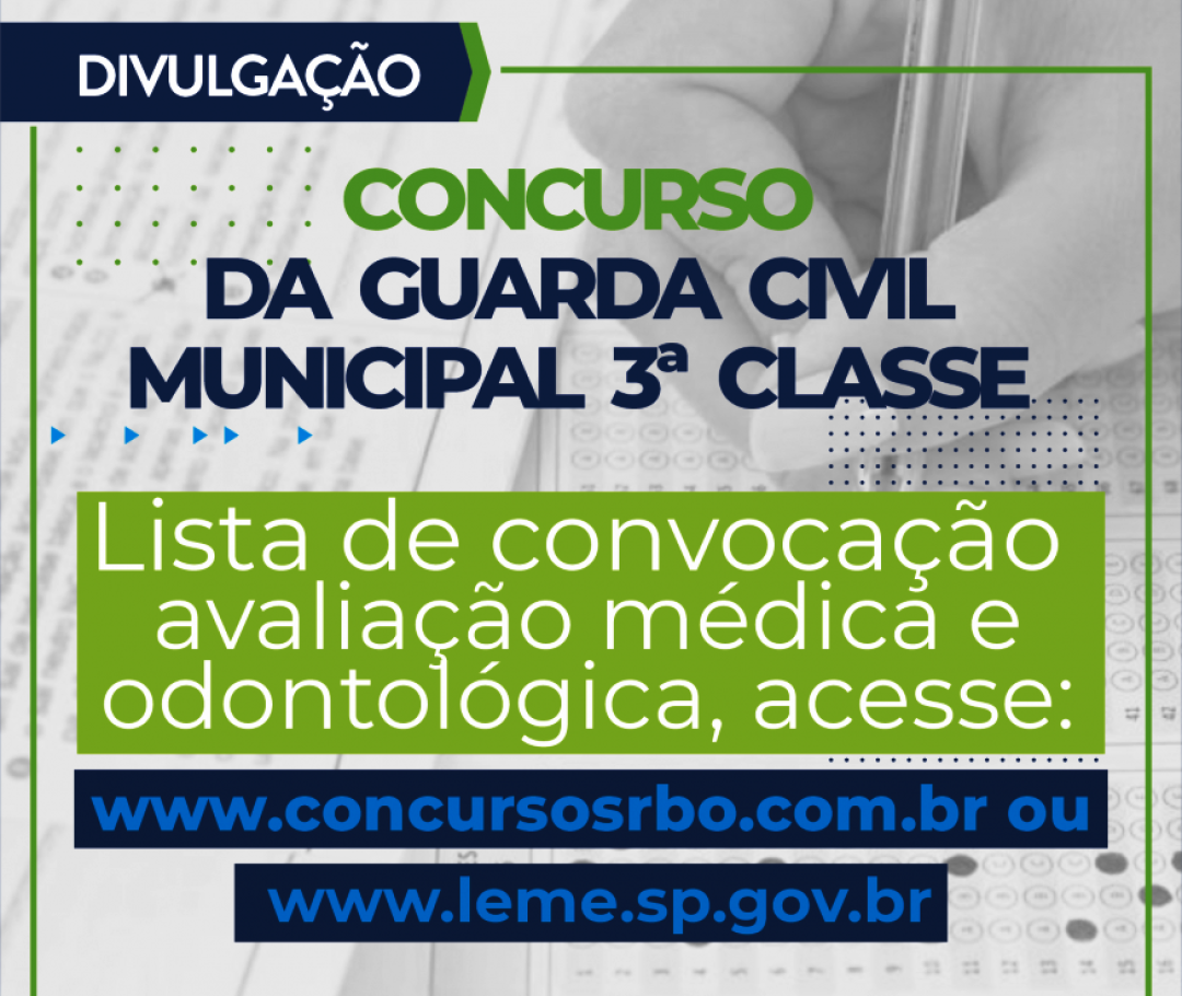 CONCURSO GUARDA CIVIL MUNICIPAL 2023 - REALIZAÇÃO DE EXAMES