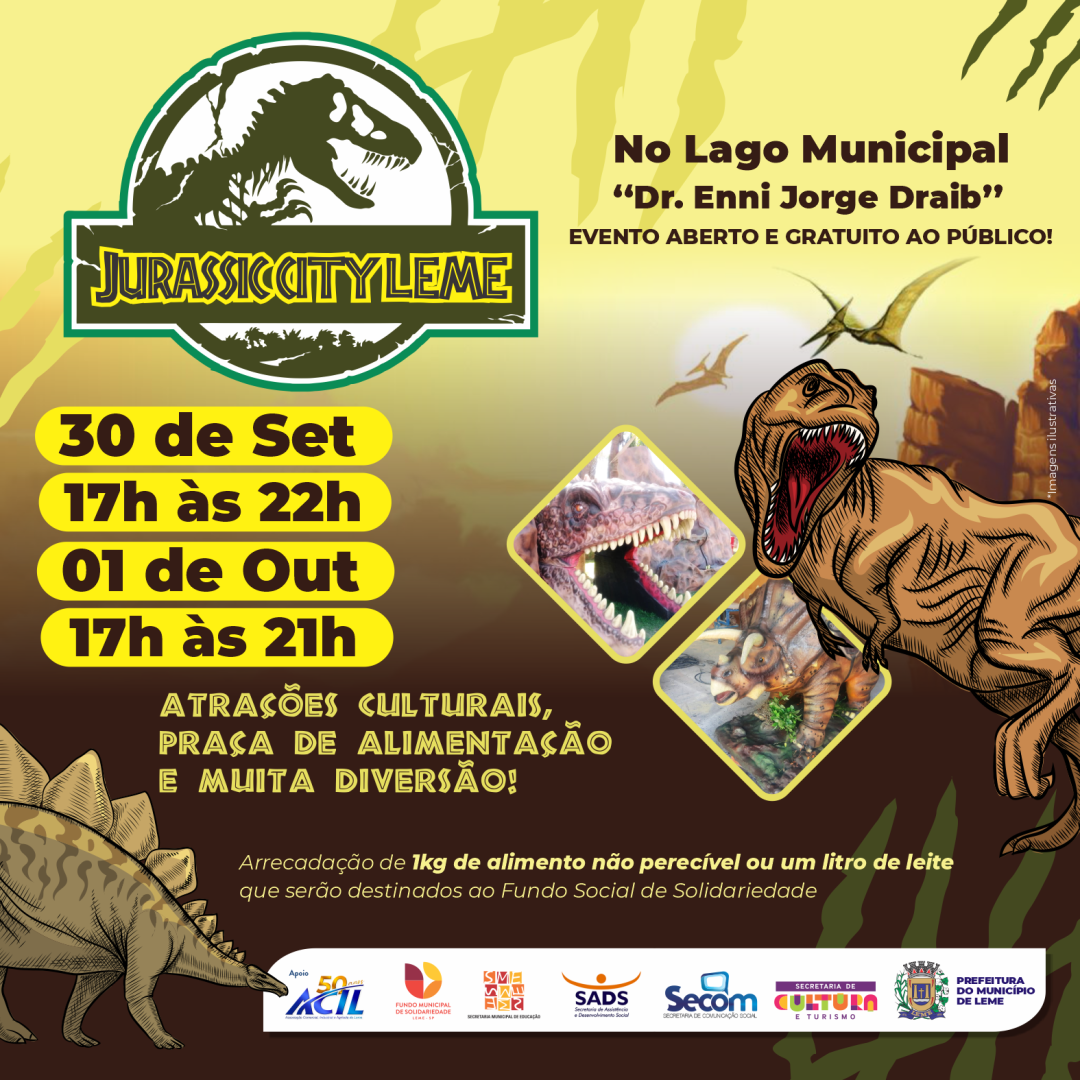Exposição Jurassic City Leme – Horários especiais para os dias 30 de setembro a 02 de outubro