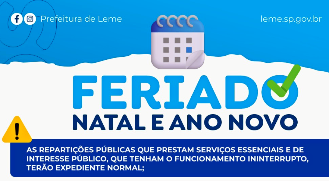PONTOS FACULTATIVOS DIAS 24, 26, 29, 30 E 31 DE DEZEMBRO/2025 E 02 DE JANEIRO/2026