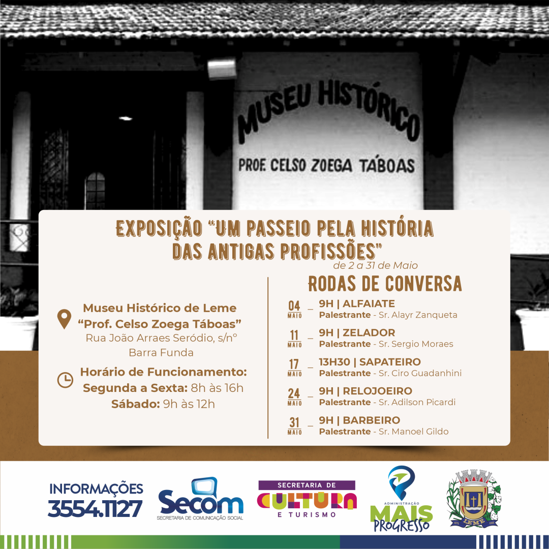 Museu Histórico de Leme “Prof. Celso Zoega Táboas” lança exposição “Um passeio pela história das antigas profissões”