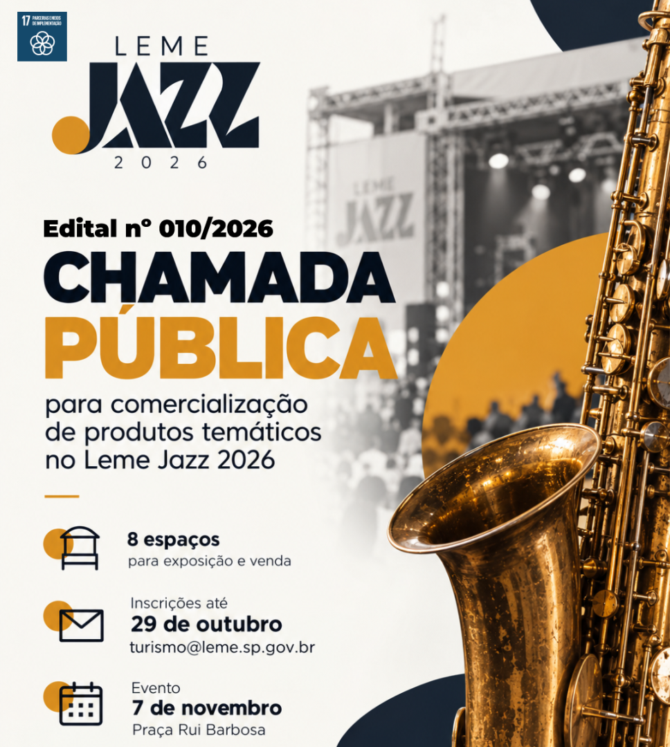 PREFEITURA ABRE CHAMAMENTO PÚBLICO PARA COMERCIALIZAÇÃO DE PRODUTOS TEMÁTICOS NO LEME JAZZ 2026