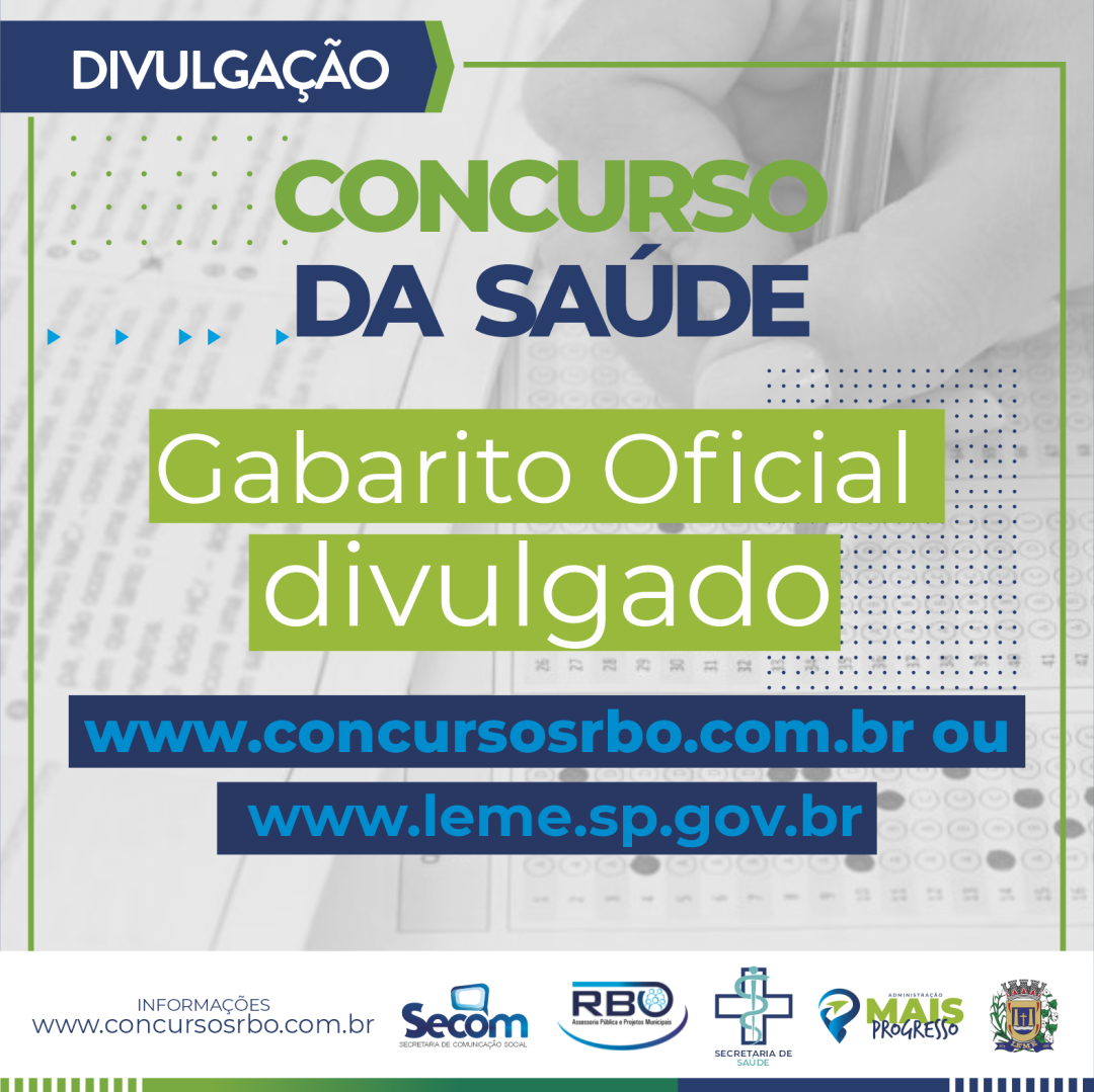 Prefeitura divulga gabarito das provas do concurso realizadas no dia 02 de julho