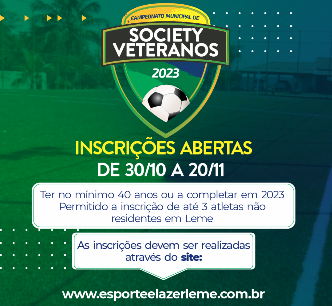 Abertas as inscrições para o campeonato municipal de futebol society veteranos