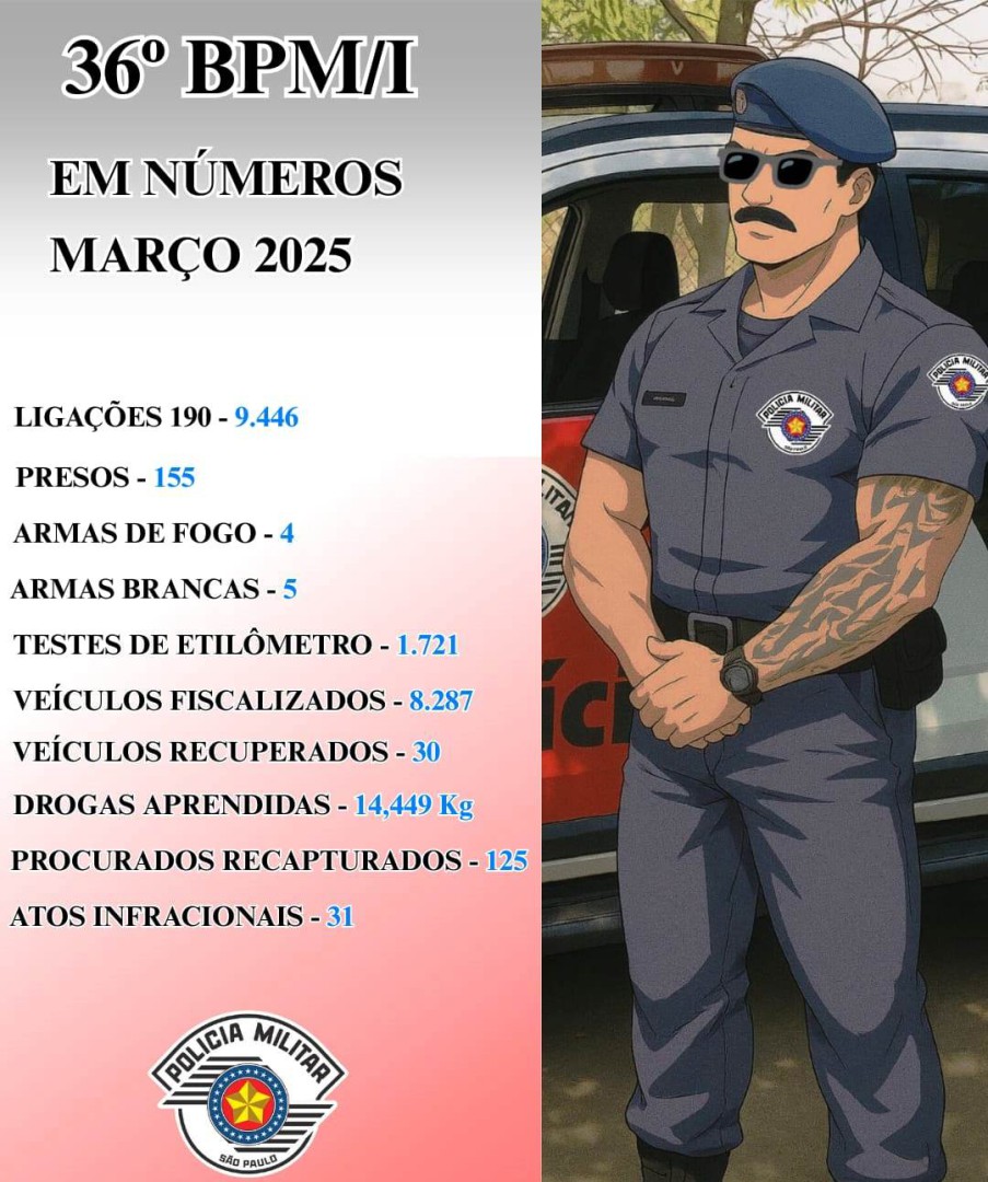 PRODUTIVIDADE POLICIAL NO MÊS DE MARÇO DE 2025