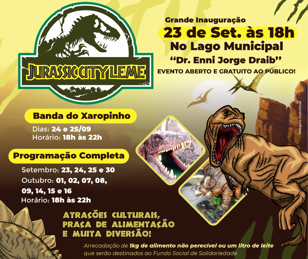 Exposição Jurassic City Leme começa dia 23 de setembro