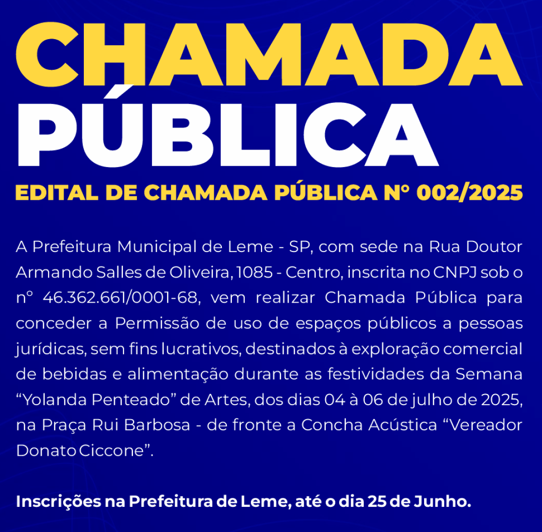 CHAMADA PÚBLICA CULTURA 002/2025