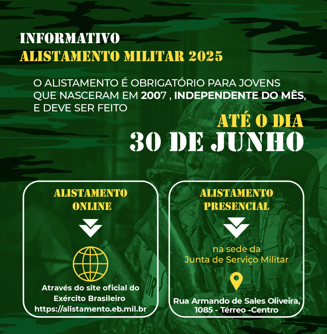 JUNTA DE SERVIÇO MILITAR INFORMA SOBRE ALISTAMENTO 2025