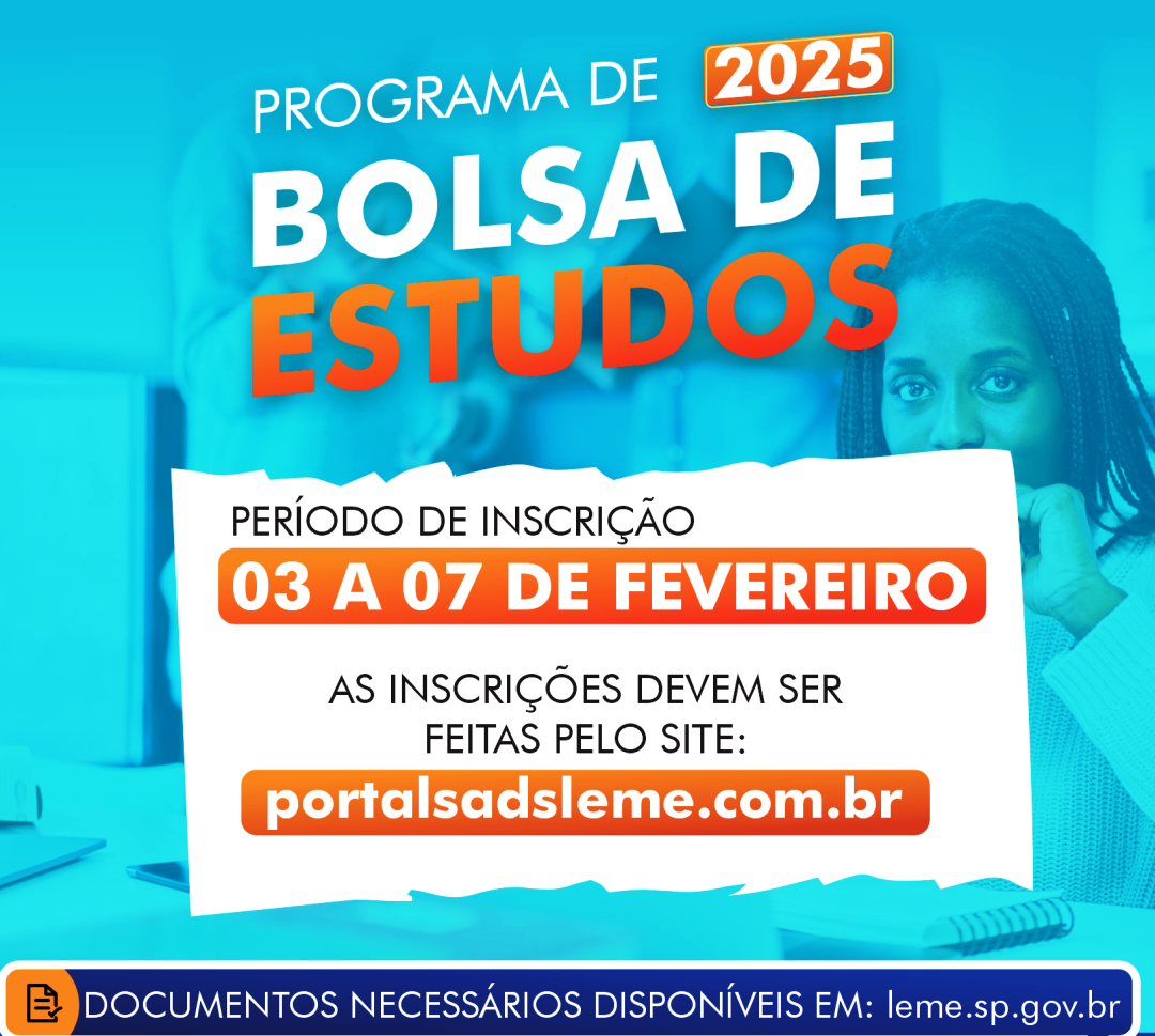SADS INFORMA SOBRE INSCRIÇÕES PARA O PROGRAMA BOLSAS DE ESTUDOS