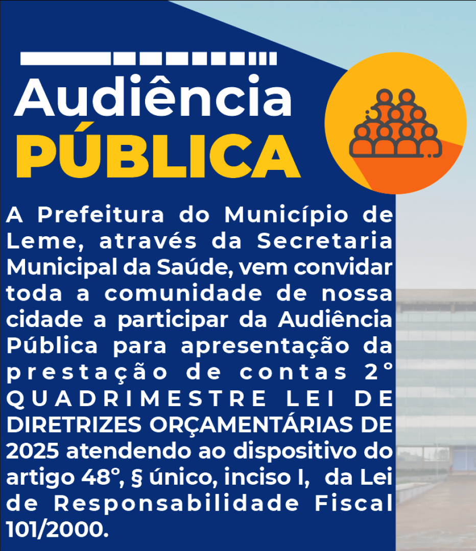 SECRETARIA DE SAÚDE INFORMA SOBRE AUDIÊNCIA PÚBLICA NO DIA 30 DE SETEMBRO