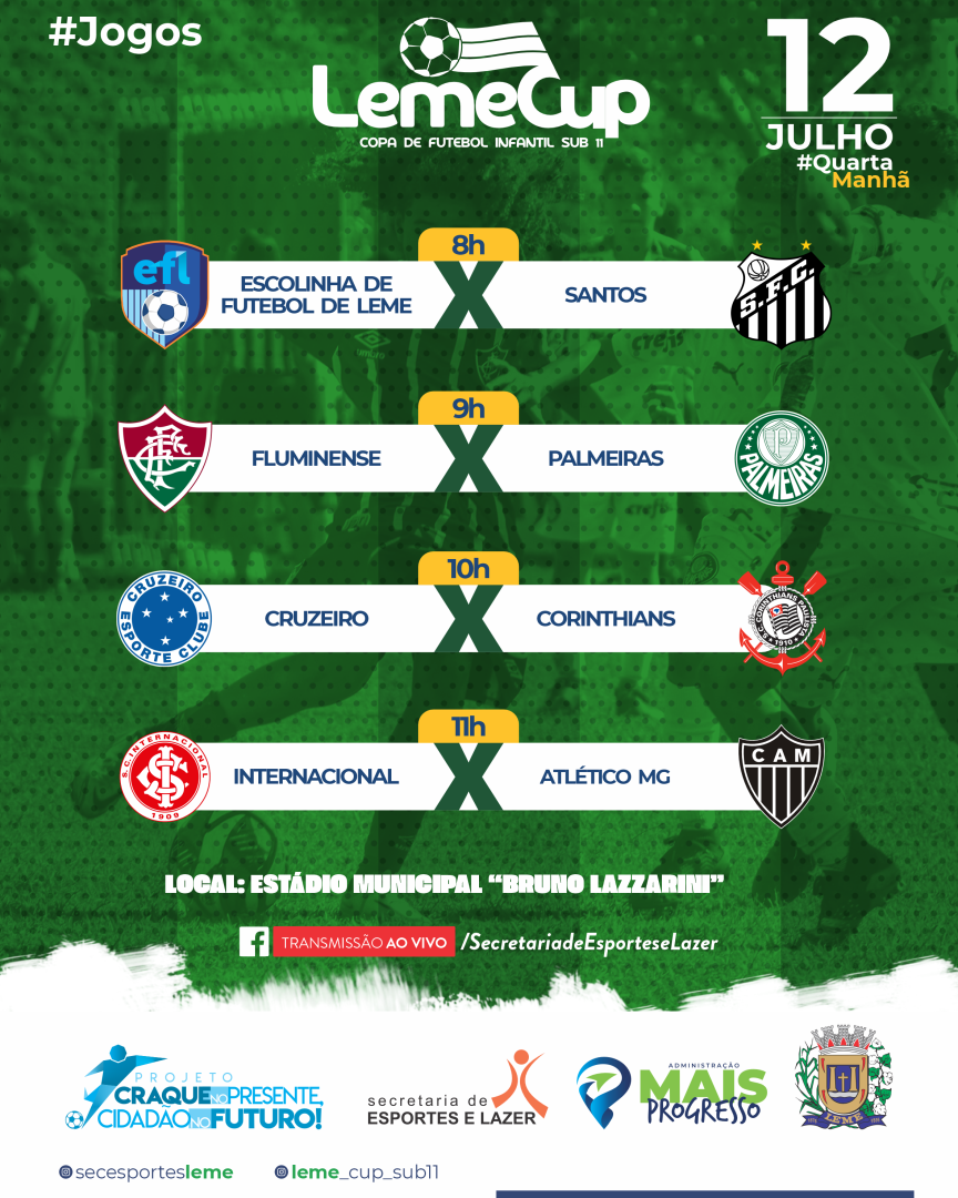 JOGOS DA 4ª EDIÇÃO DA LEME CUP COMEÇAM NA PRÓXIMA QUARTA NO BRUNO LAZZARINI