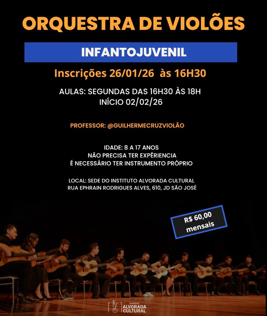 NOVO PROJETO CULTURAL EM LEME: ORQUESTRA DE VIOLÕES NO INSTITUTO ALVORADA CULTURAL
