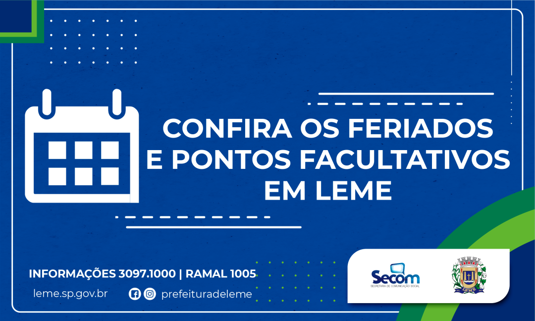 FERIADOS E PONTOS FACULTATIVOS MUNICIPAIS EM 2024