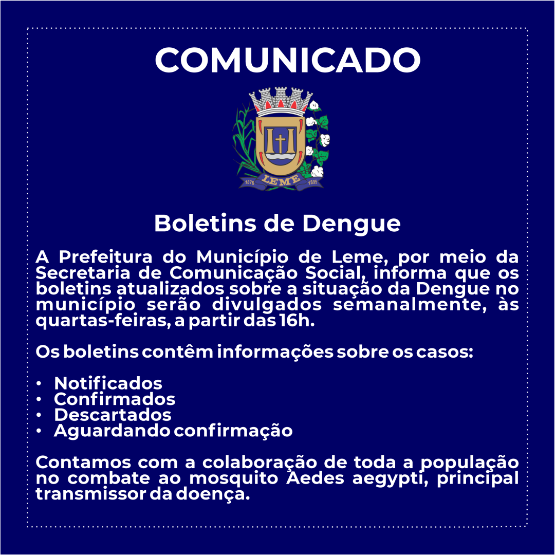 COMUNICADO OFICIAL - BOLETINS DE DENGUE