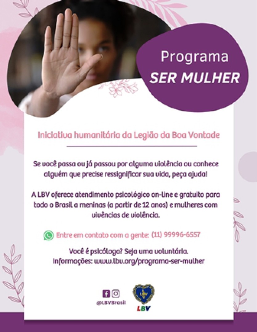 Programa da LBV ajuda a encerrar ciclos de violência contra a mulher