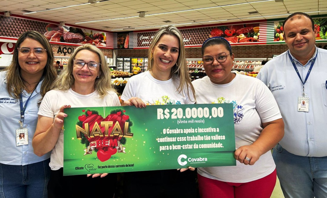 NATAL DO BEM: COVABRA SUPERMERCADOS DOA R$ 20 MIL PARA ENTIDADE DE LEME