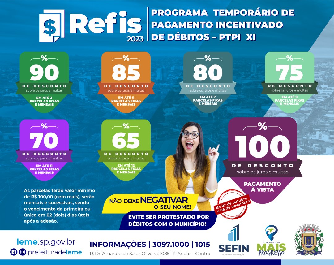 Programa Temporário de Pagamento Incentivado de Débitos– PTPI XI – REFIS municipal.