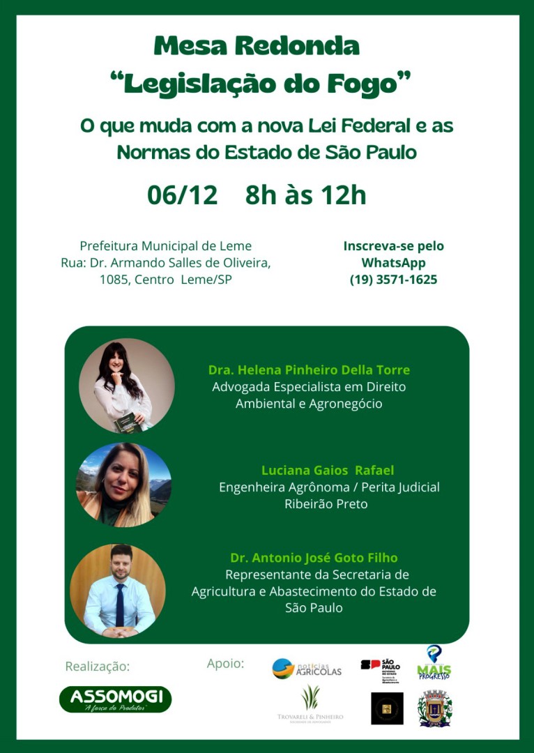 ASSOMOGI: MESA REDONDA SOBRE LEGISLAÇÃO DO FOGO DIA 06 DE DEZEMBRO