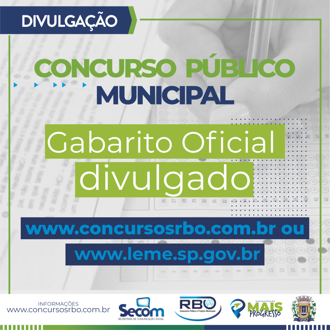 Prefeitura divulga gabarito das provas do concurso realizadas no dia 08 de outubro