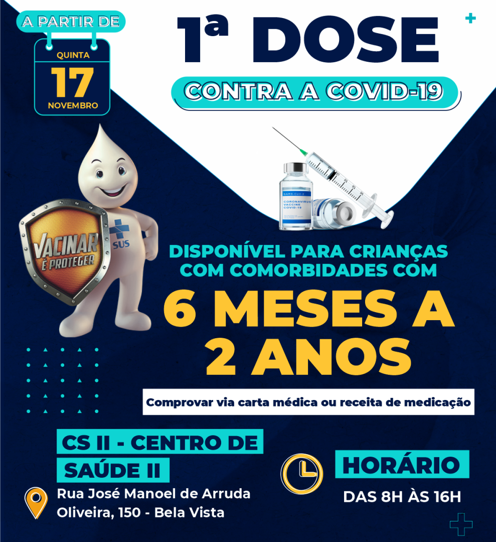 Crianças de 6 meses a 2 anos com comorbidades já podem tomar a 1ª dose da vacina contra a covid-19