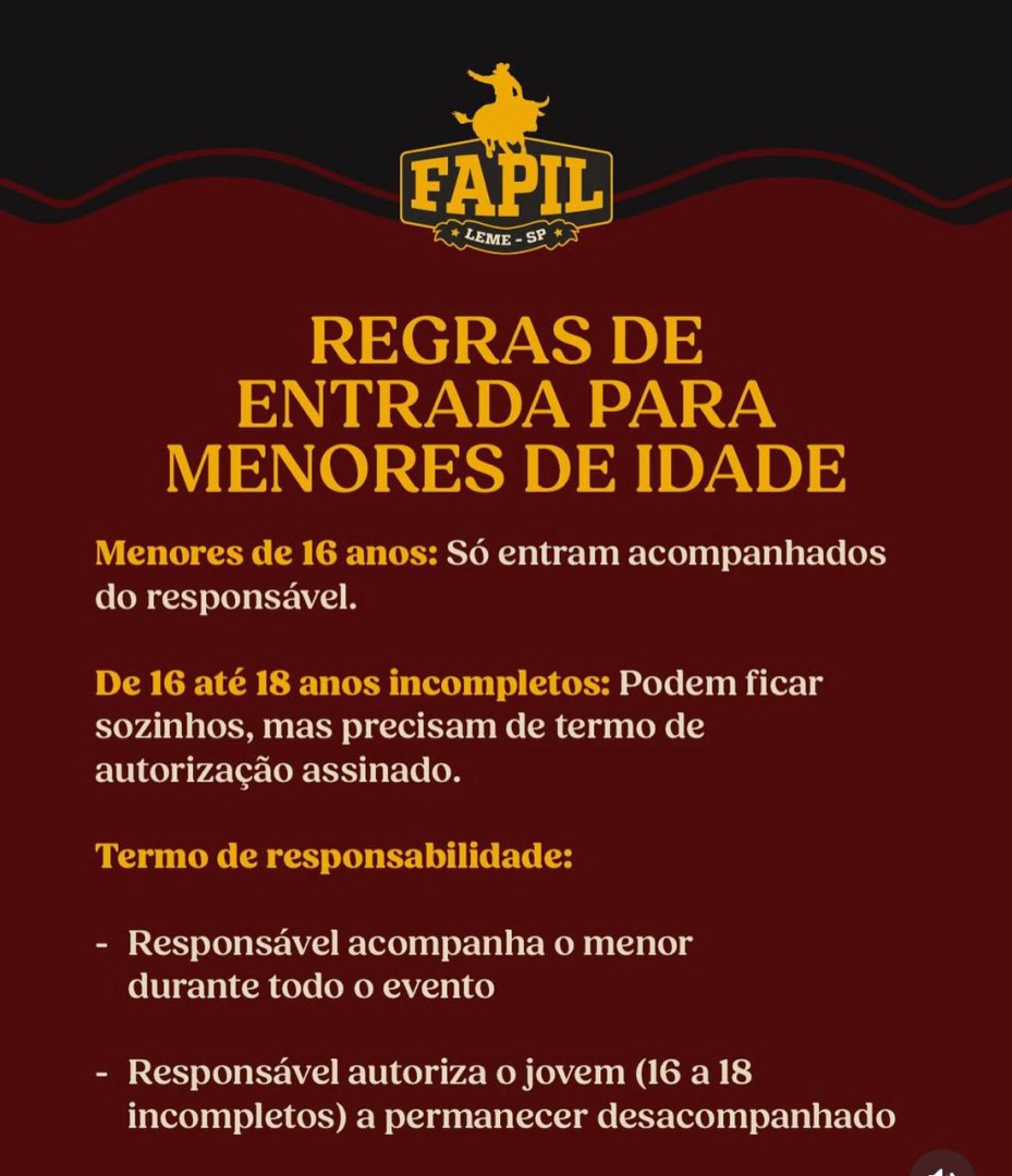 REGRAS DE ENTRADA PARA MENORES: SEGURANÇA E RESPONSABILIDADE NA FAPIL