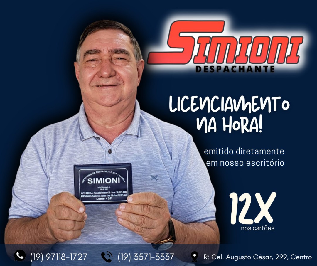 DESPACHANTE SIMIONI INFORMA SOBRE LICENCIAMENTO DE VEÍCULOS