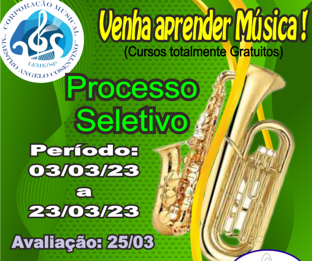 Inscrições para aulas de música gratuitas