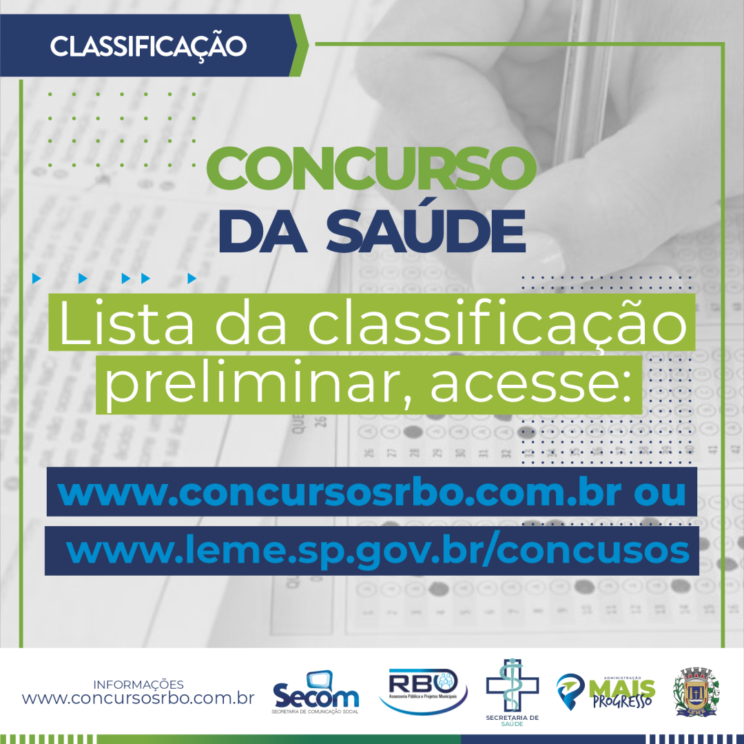 Prefeitura divulga lista de classificação preliminar do concurso público da Secretaria de Saúde