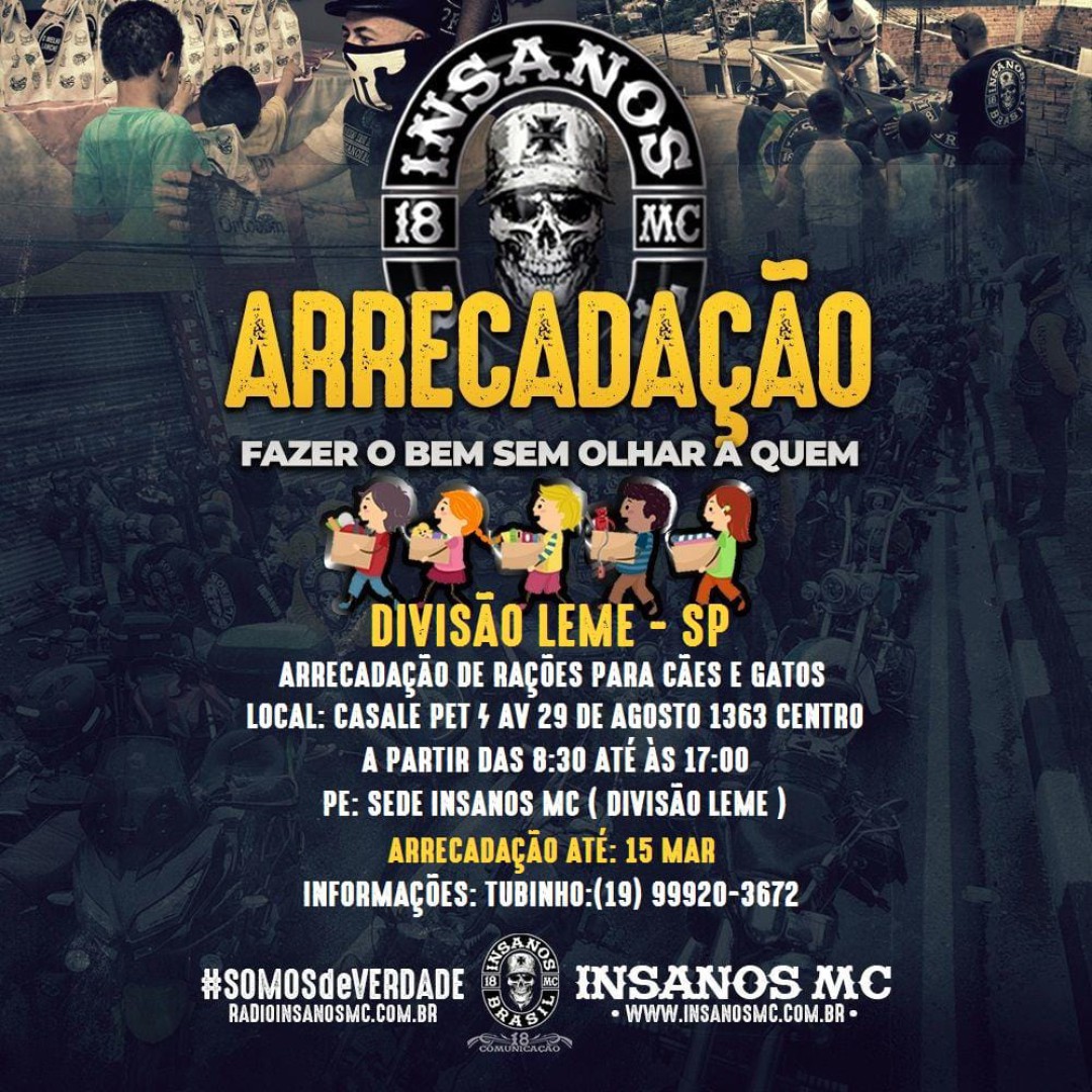 INSANOS MOTO CLUBE - DIVISÃO DE LEME REALIZARÁ MAIS UMA AÇÃO BENEFICENTE