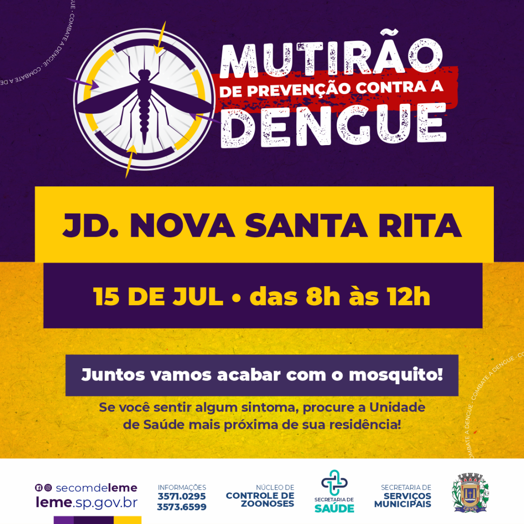 Mutirão contra o Aedes aegypti no Bairro Jardim Nova Santa Rita acontecerá no dia 15 de Julho