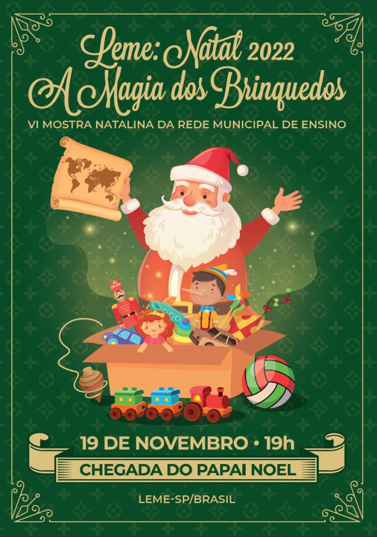 Chegada do Papai Noel, neste sábado, 18 de novembro,19h