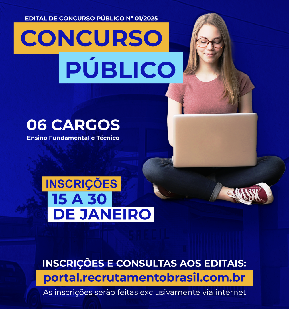 INSCRIÇÕES PARA CONCURSO PÚBLICO DA SAECIL SE ENCERRAM NO PRÓXIMO DIA 30 DE JANEIRO