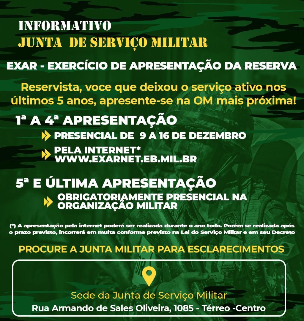 EXERCÍCIO DE APRESENTAÇÃO DA RESERVA DO EXÉRCITO BRASILEIRO ACONTECE NO MÊS DE DEZEMBRO DE 2024